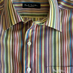 Paul Smith Mens Shirt  17 42 L Stripes Signature Iconic Mod Italy PS London